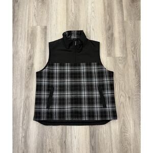 Pendleton Men's Wool Blend Vest Full Zip Vest Classic Fit Black Plaid Size XL